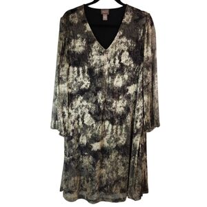 Chico’s Gold Metallic V-Neck Dress – 3 (XL/16–18) – Lined